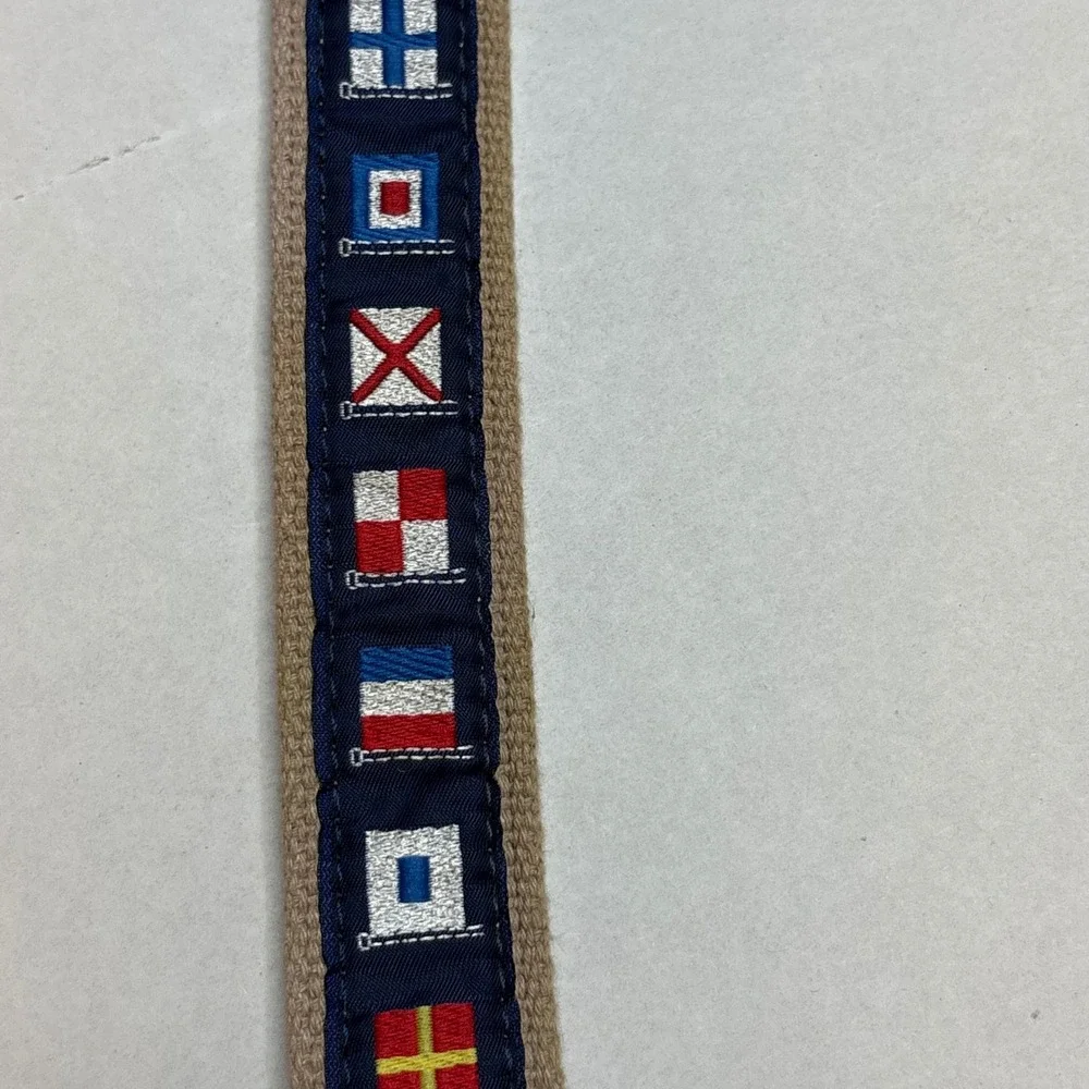 Leather Man Ltd Nautical Signal Flags Canvas Leather Belt Essex CT Men Size 26‎